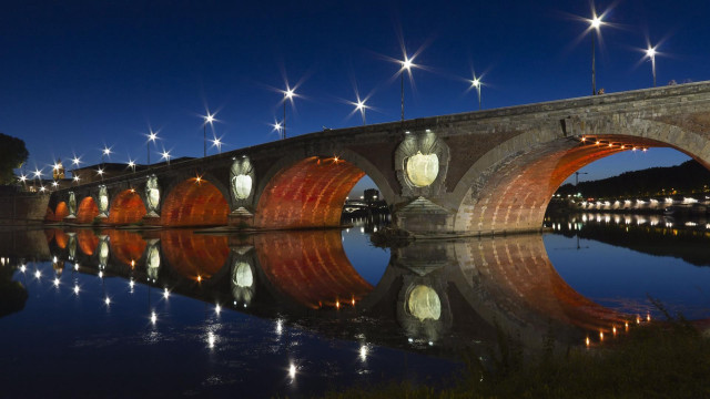 Bridge night lights reflection milkyway free wallpaper - medium preview image