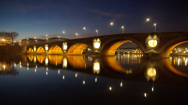 Bridge water night lights clock #2 free wallpaper - medium preview image