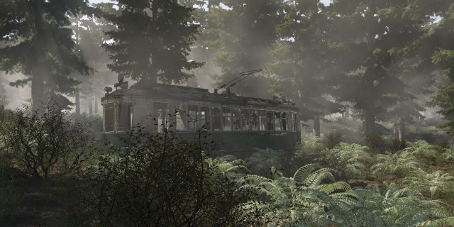 Train car forest trees bushes free wallpaper - medium preview image
