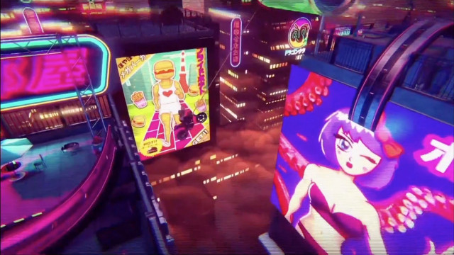 Futuristic city neon lights cartoon free wallpaper - medium preview image