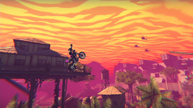 Man motorcycle wooden structure desert free wallpaper - medium preview image