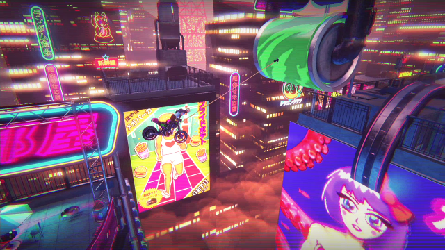 Futuristic city neon lights signs free wallpaper - medium preview image