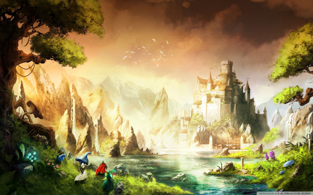Castle forest river trees bushes free wallpaper - medium preview image