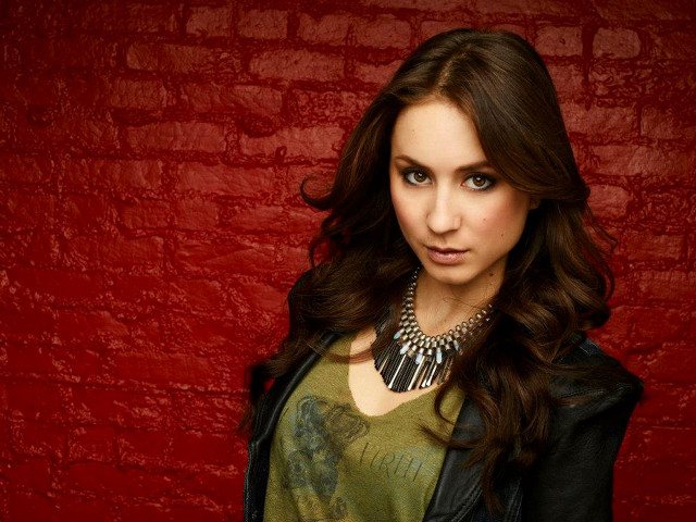 Woman necklace brickwall red background free wallpaper - medium preview image