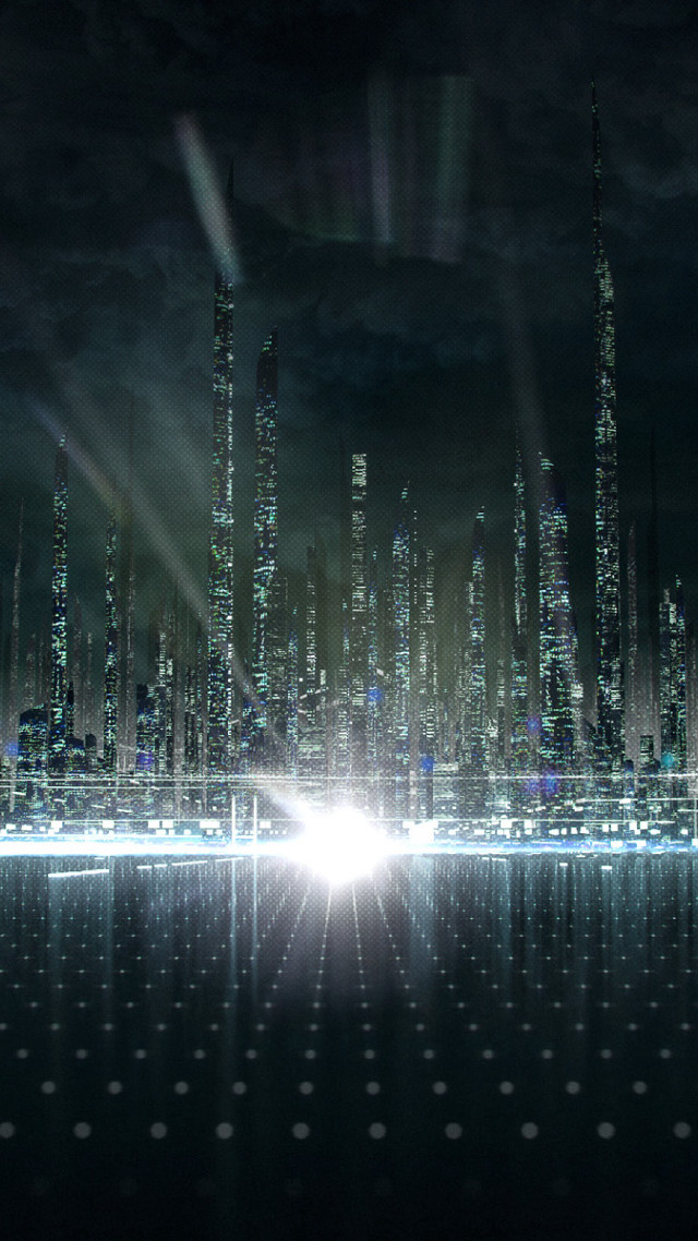 City skyline night light clouds free wallpaper - medium preview image