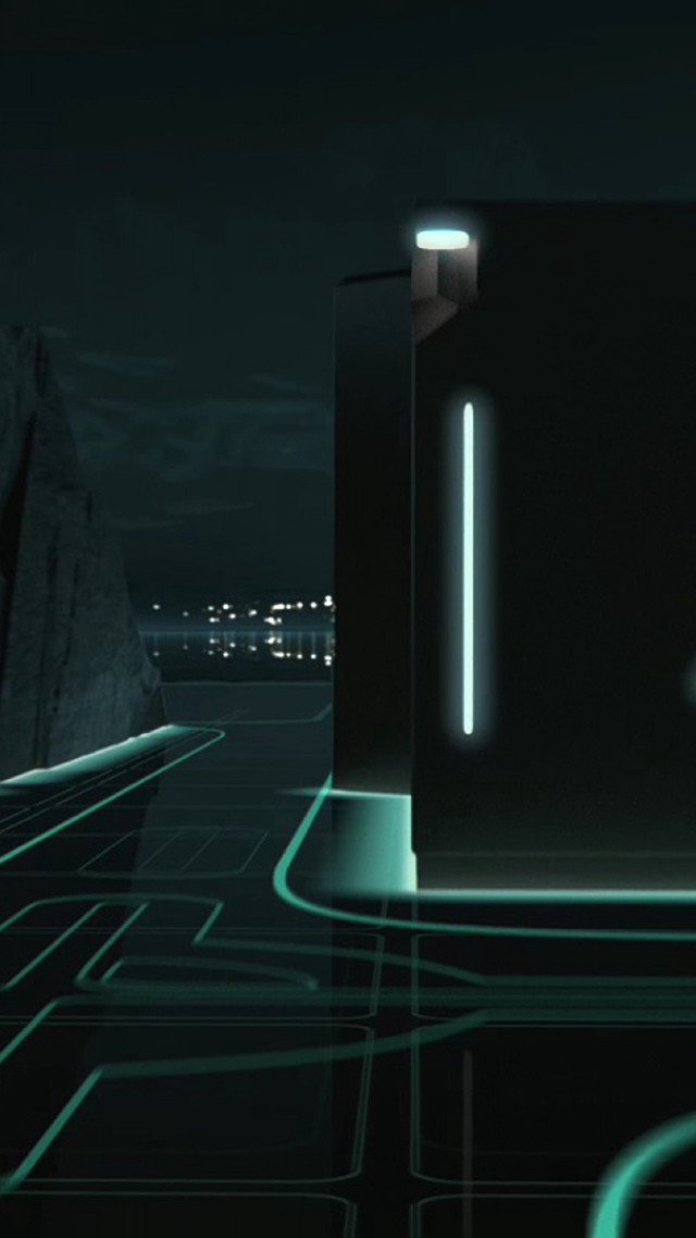 Futuristic building neon light dark free wallpaper - medium preview image