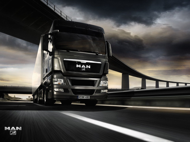 Truck driving highway cloudy sky free wallpaper - medium preview image
