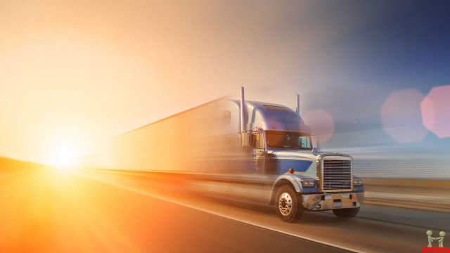 Semi truck highway sunshine driving free wallpaper - medium preview image