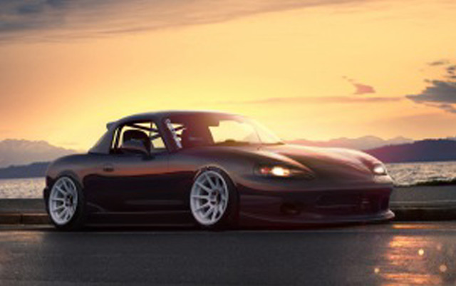Car parked water sunset dawn free wallpaper - medium preview image