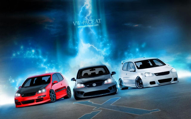 Three cars parking lot lightning #2 free wallpaper - medium preview image