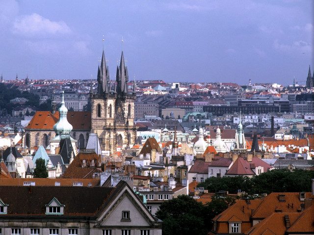 Vienna clocktower tiltshift cityscape blue free wallpaper - medium preview image