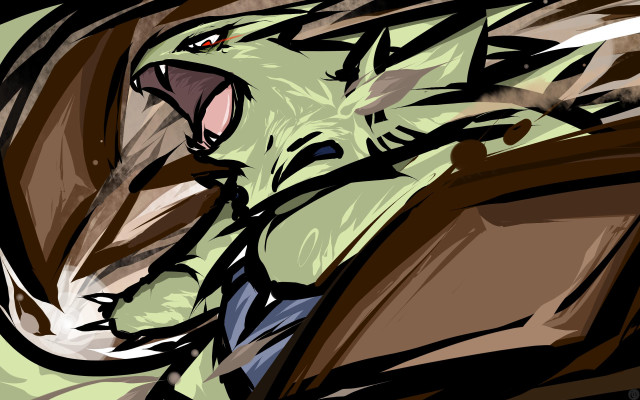 Green creature mouth open tie free wallpaper - medium preview image