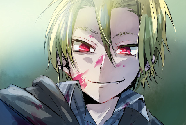Man green hair red eyes free wallpaper - medium preview image