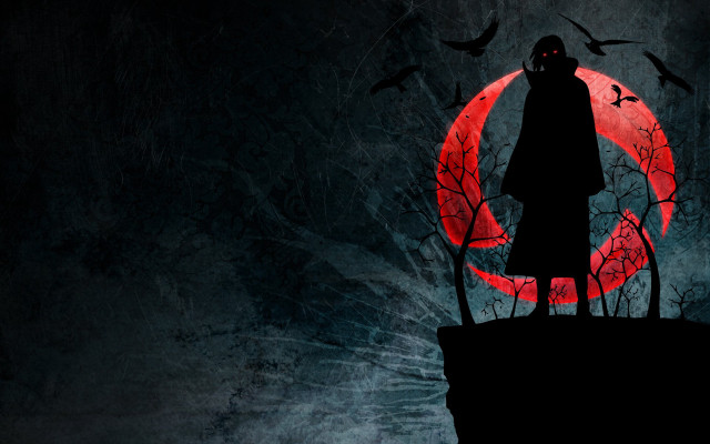 Person red moon bats flying free wallpaper - medium preview image