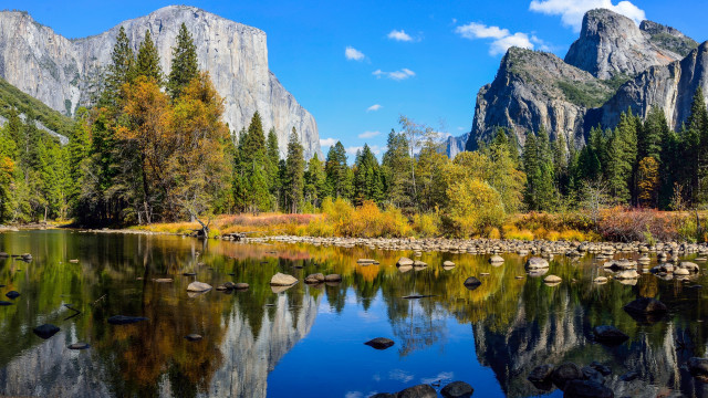 Mountain river forest rocks blue free wallpaper - medium preview image