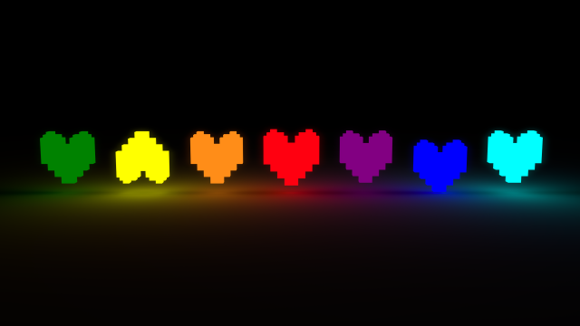 Pixelated hearts colorful black background free wallpaper - medium preview image