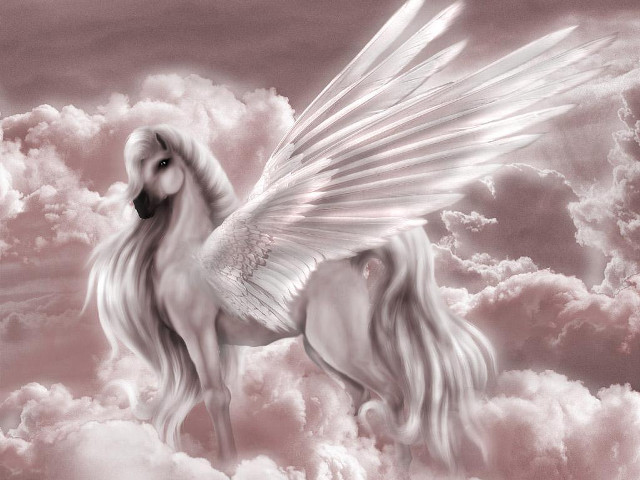 White unicorn wings clouds pink free wallpaper - medium preview image