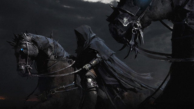 Man horse riding field cloudy free wallpaper - medium preview image