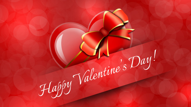 Romantic red valentine heart bow free wallpaper - medium preview image