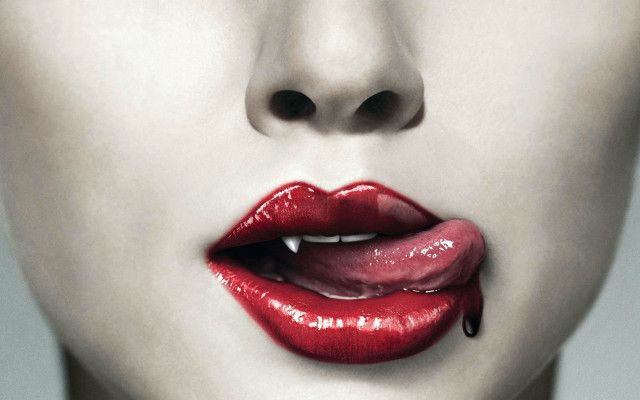 Woman red lipstick dripping blood free wallpaper - medium preview image