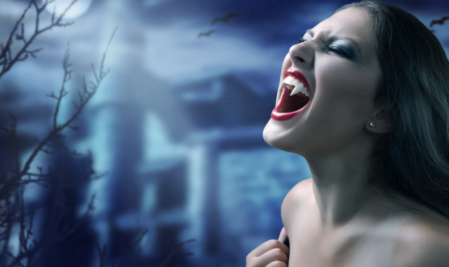 Woman mouth open creepy face #2 free wallpaper - medium preview image