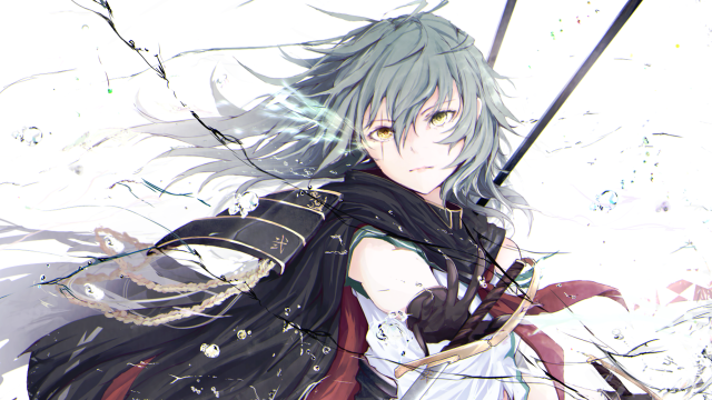 White haired swordman cape blood free wallpaper - medium preview image