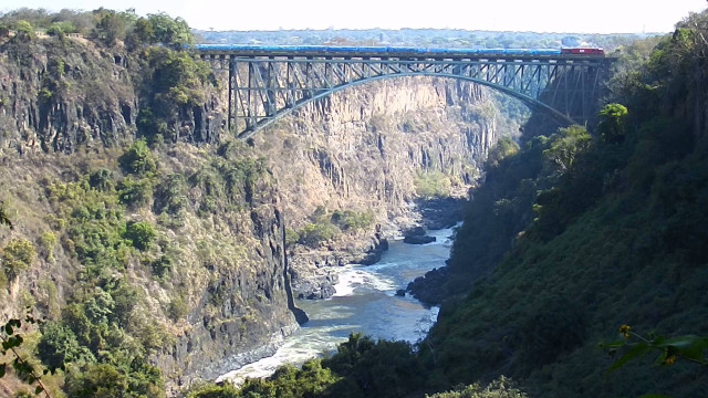 Train bridge river canyon mountain free wallpaper - medium preview image