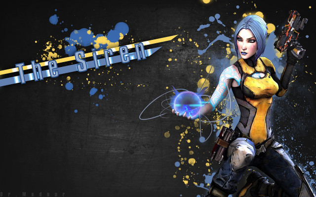 Woman gun ball yellow blue free wallpaper - medium preview image