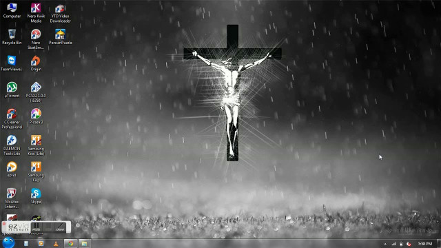 Computer screen jesus cross rain free wallpaper - medium preview image