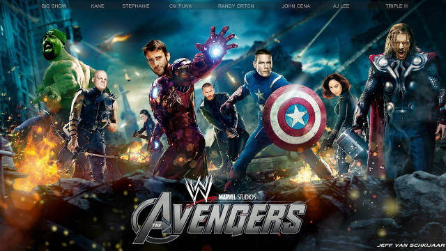 Avengers characters city skyline fire free wallpaper - medium preview image