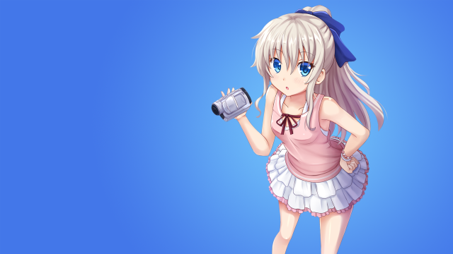 Cartoon girl holding camera cellphone free wallpaper - medium preview image