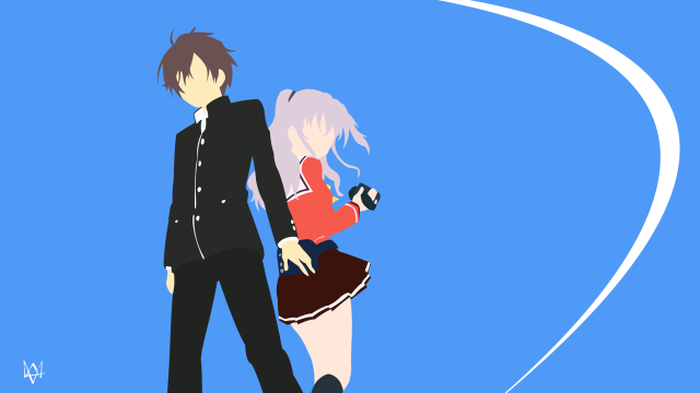Anime couple characters blue background #6 free wallpaper - medium preview image