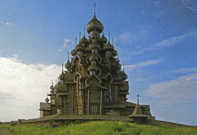 Wooden church hill sky clouds free wallpaper - medium preview image