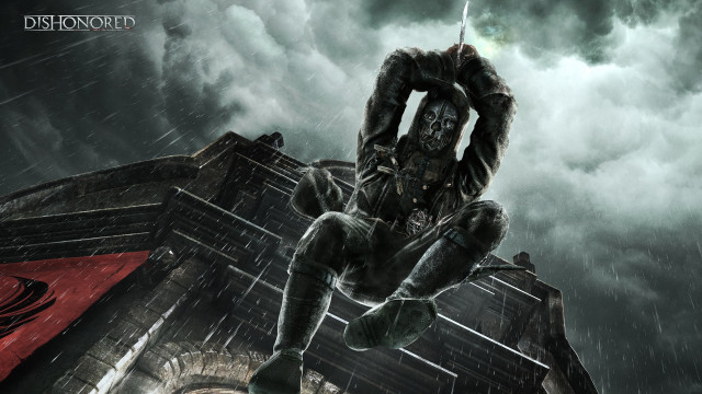 Man sitting building rain sword #2 free wallpaper - medium preview image