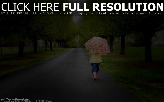 Rainy umbrella walking art photography free wallpaper - medium preview image