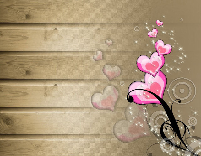 Wooden background hearts swirls pattern free wallpaper - medium preview image