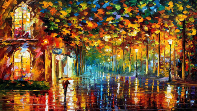 Person umbrella rain canopy trees free wallpaper - medium preview image