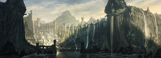 City ruins clock tower man free wallpaper - medium preview image