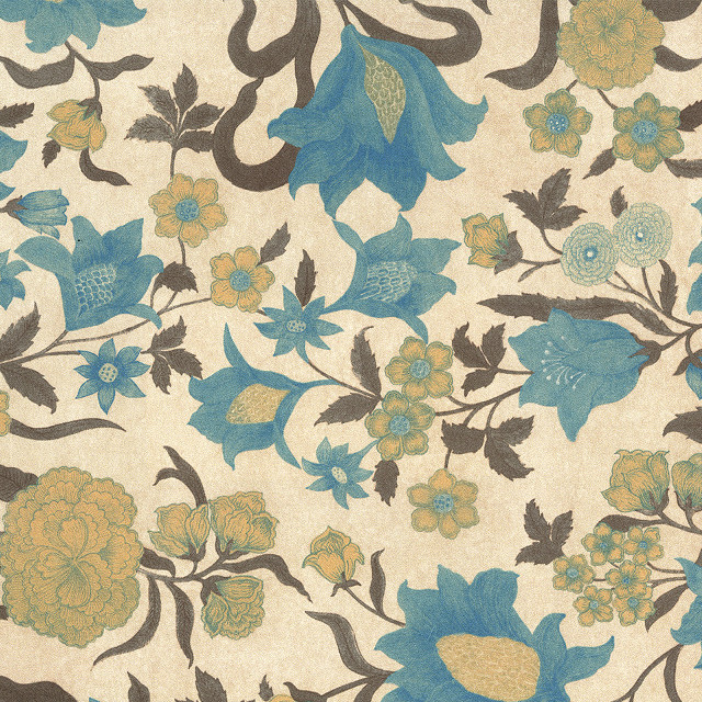 Floral blue yellow white black free wallpaper - medium preview image