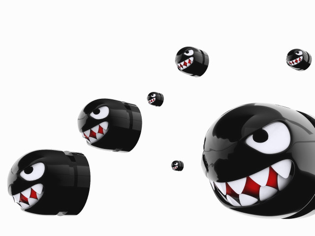 Flying balls with faces and free wallpaper - medium preview image