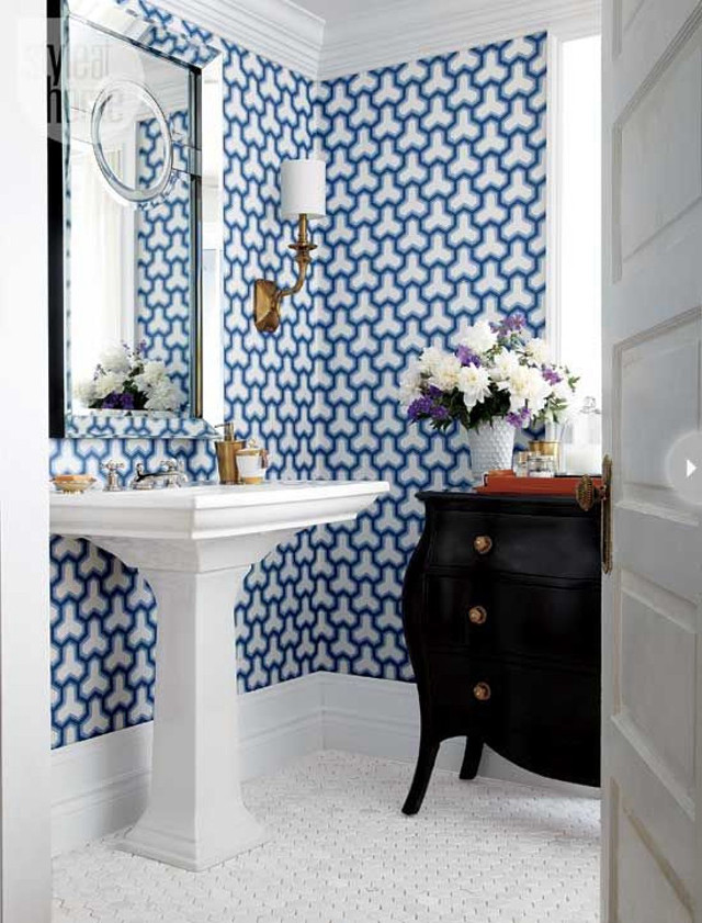 Bathroom sink mirror corner blue free wallpaper - medium preview image