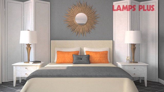 Bedroom bed nightstand mirror lamp free wallpaper - medium preview image