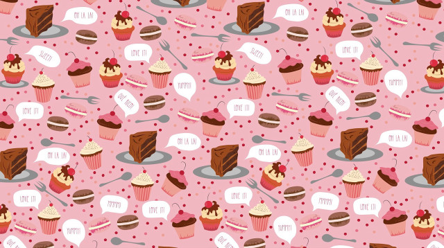 Pink background cupcakes spoons speech free wallpaper - medium preview image