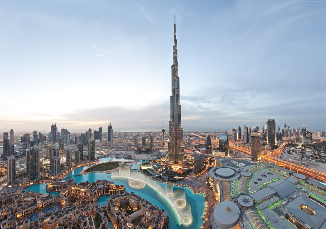 Cityscape river tall building dusk free wallpaper - medium preview image