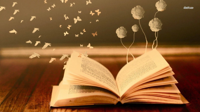 Open book butterflies flying table free wallpaper - medium preview image