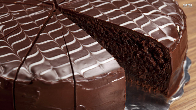 Chocolate cake slice cut plate free wallpaper - medium preview image
