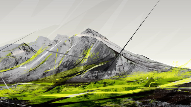 Mountain green line white line free wallpaper - medium preview image