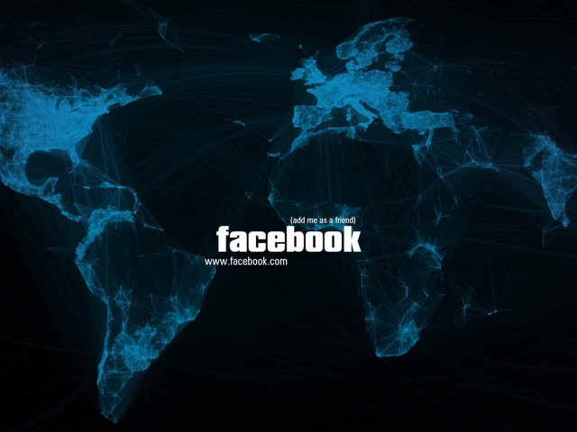 Blue world map facebook dark free wallpaper - medium preview image