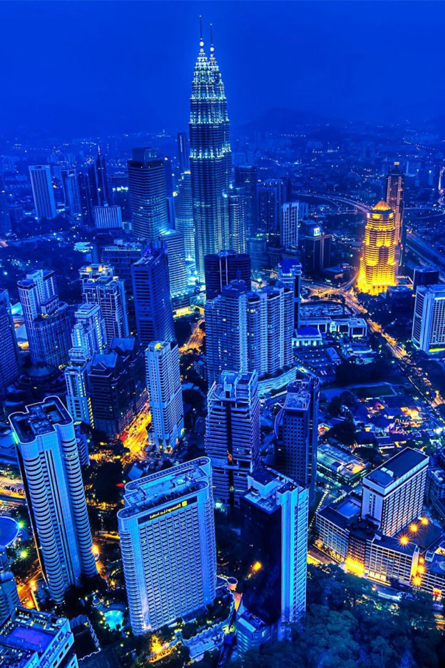City night tall buildings lights free wallpaper - medium preview image