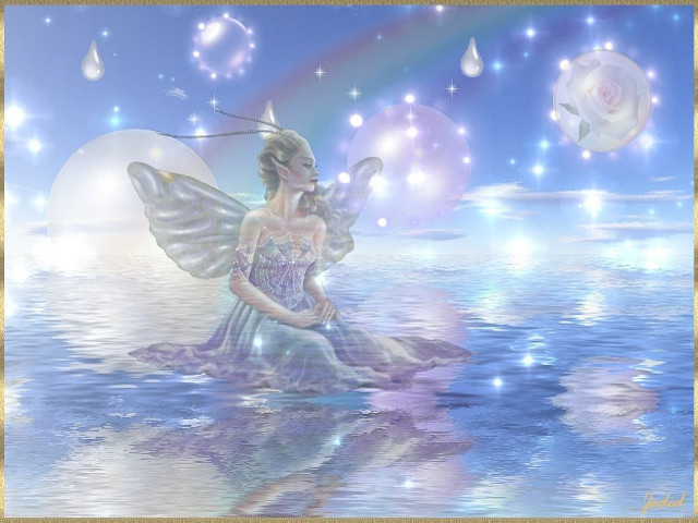 Fairy rock water rainbow rose free wallpaper - medium preview image